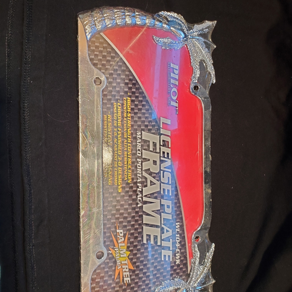 Pilot Chrome License Plate Frame with Palm Tree Design